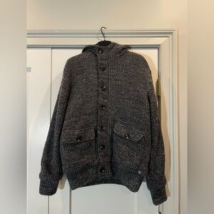 American Stitch Men's Knit Hooded Sweater Jacket Medium